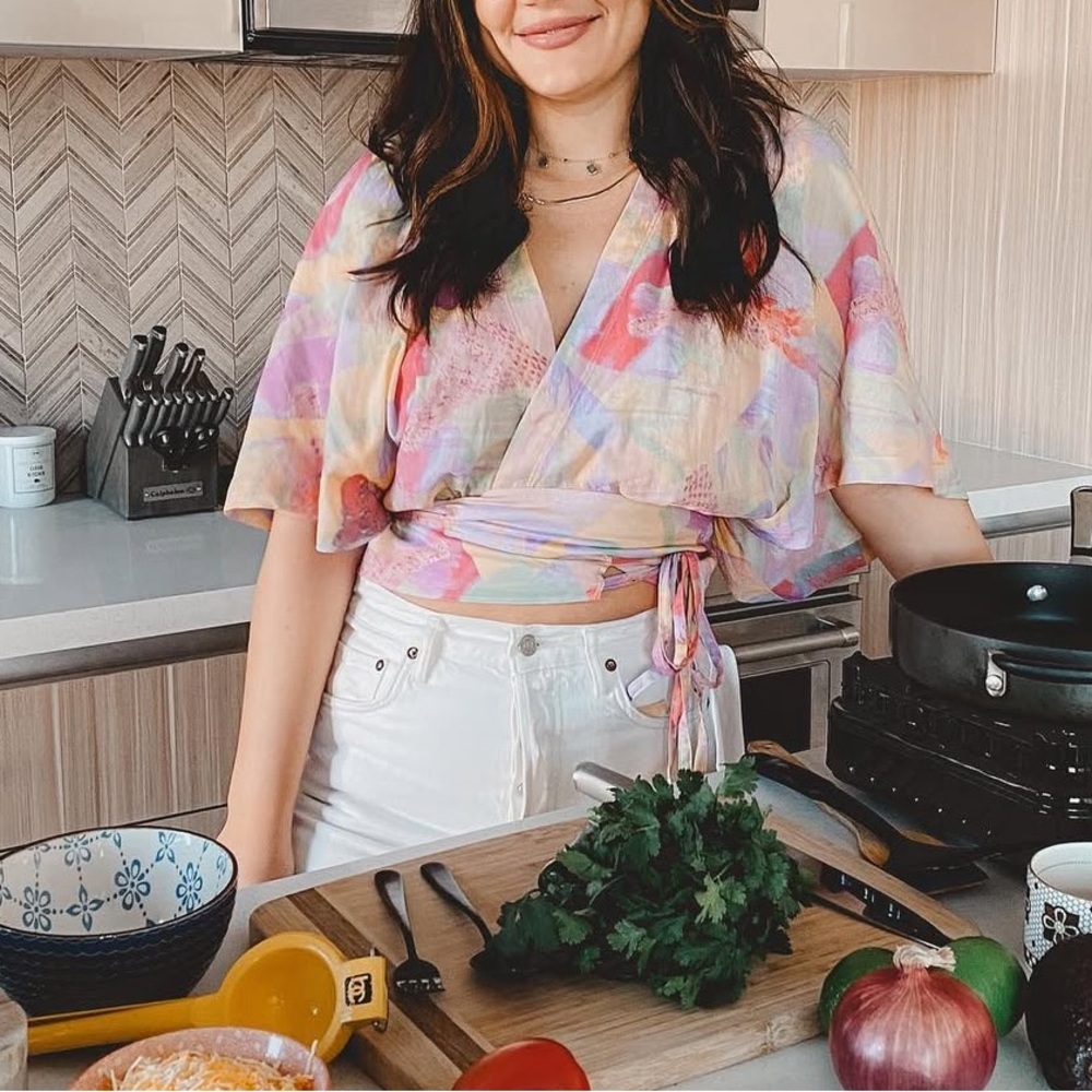 IRO Berni Light Pink Colorful Wrap Blouse